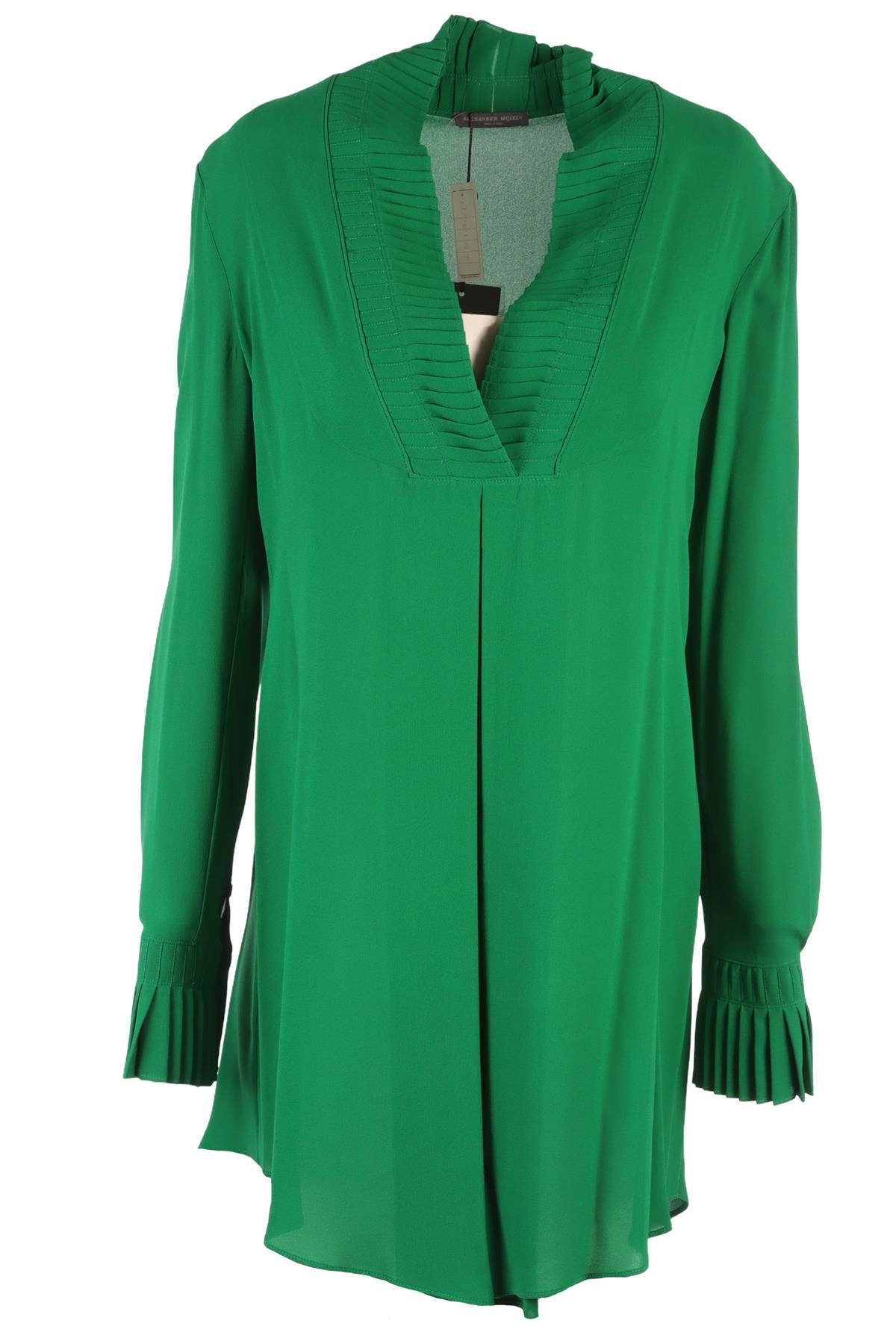 ALEXANDER MCQUEEN GREEN SILK MINI DRESS IT 40 UK 8