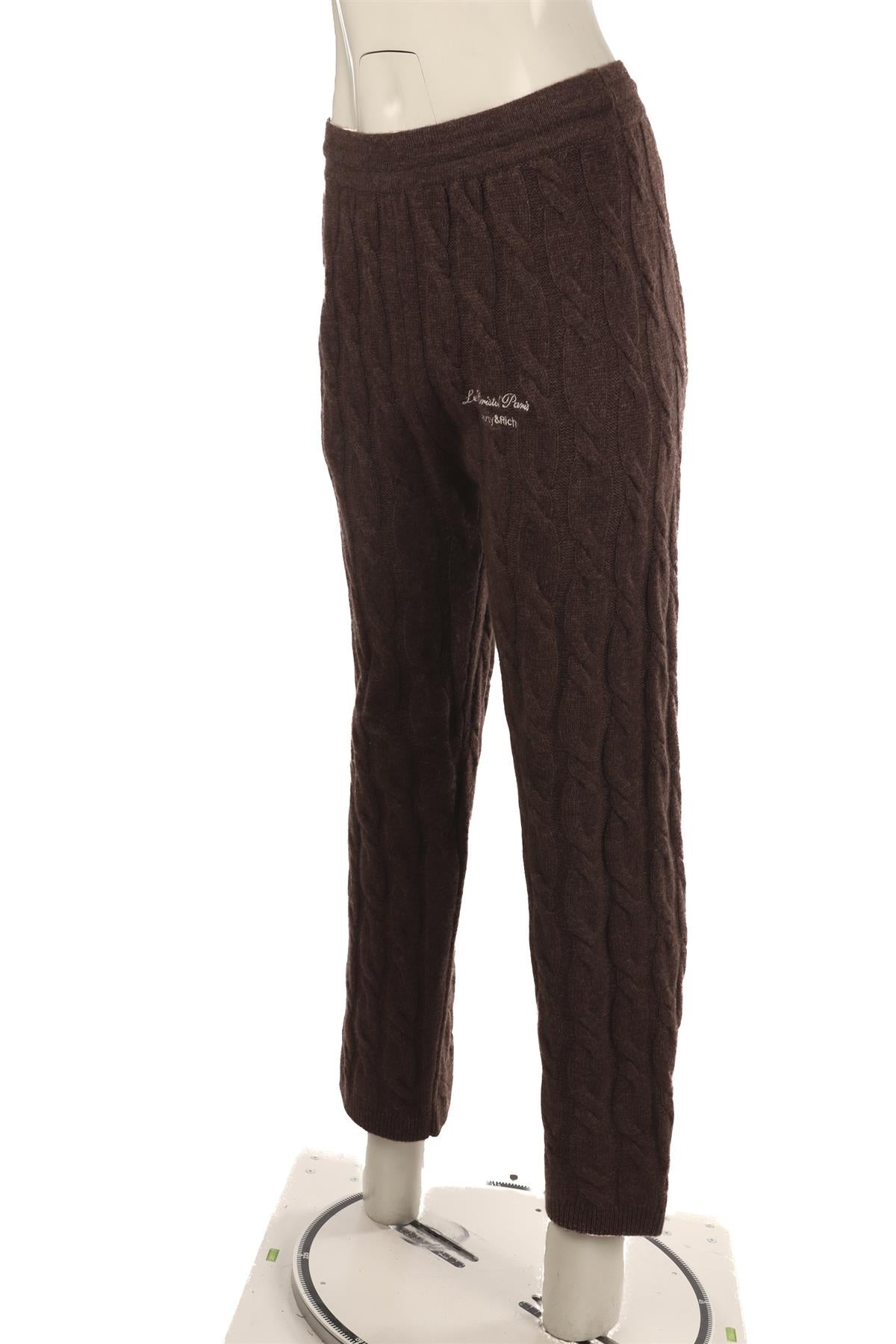 SPORTY & RICH BROWN CASHMERE STRAIGHT LEG PANTS SMALL