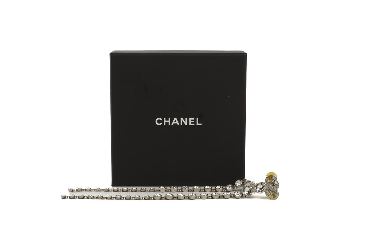 CHANEL SILVER 2023 CC CRYSTAL EARRINGS