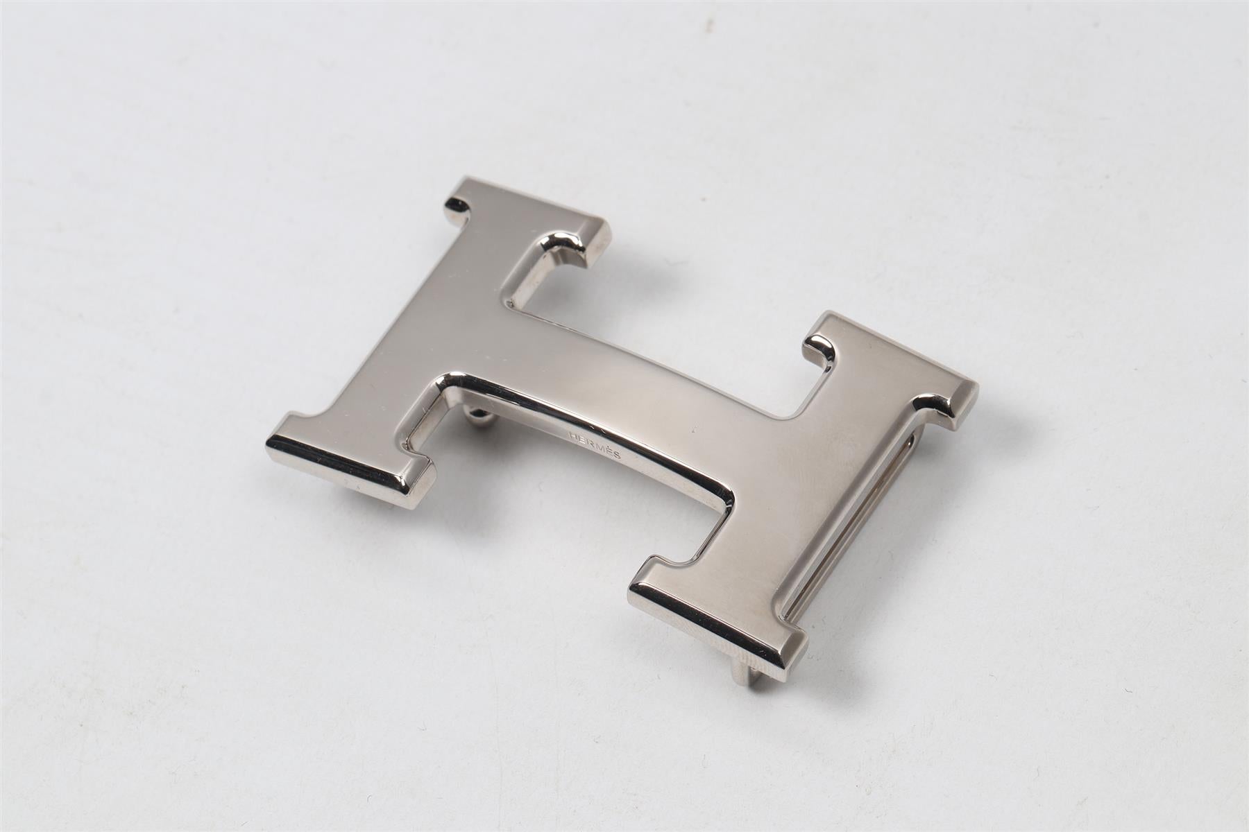 HERMÈS SILVER H 32 MM PALLADIUM PLATED BELT BUCKLE