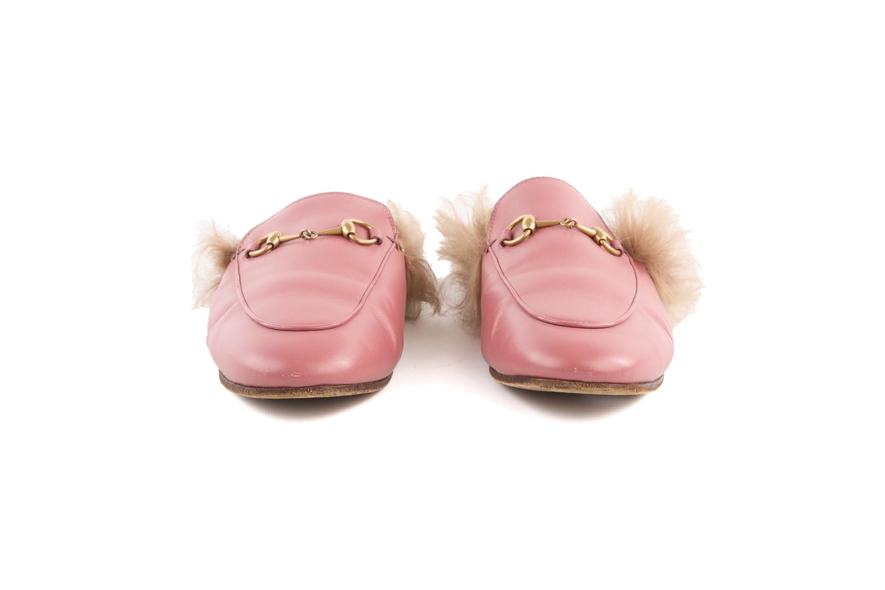 GUCCI PINK PRINCETOWN LEATHER SLIPPERS EU 39 UK 6 US 9