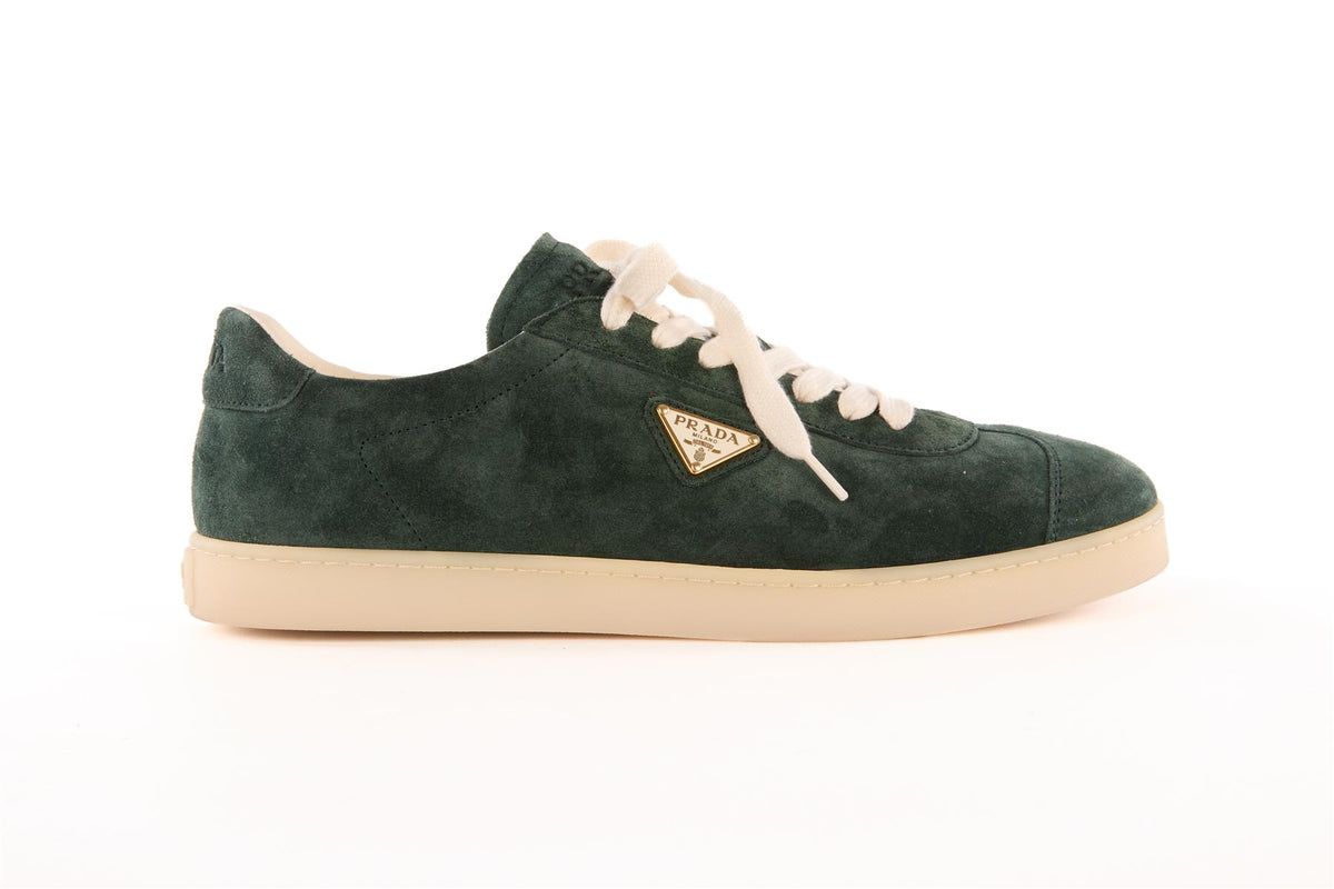 PRADA GREEN MEN'S LANE SUEDE SNEAKERS EU 43.5 UK 9.5 US 10.5