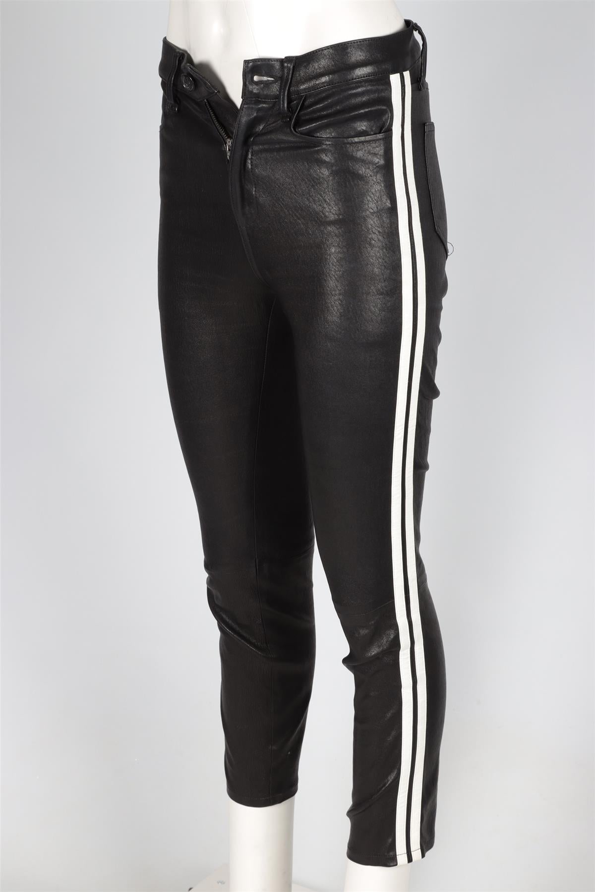 RAG & BONE BLACK LEATHER SKINNY PANTS W28 UK 10