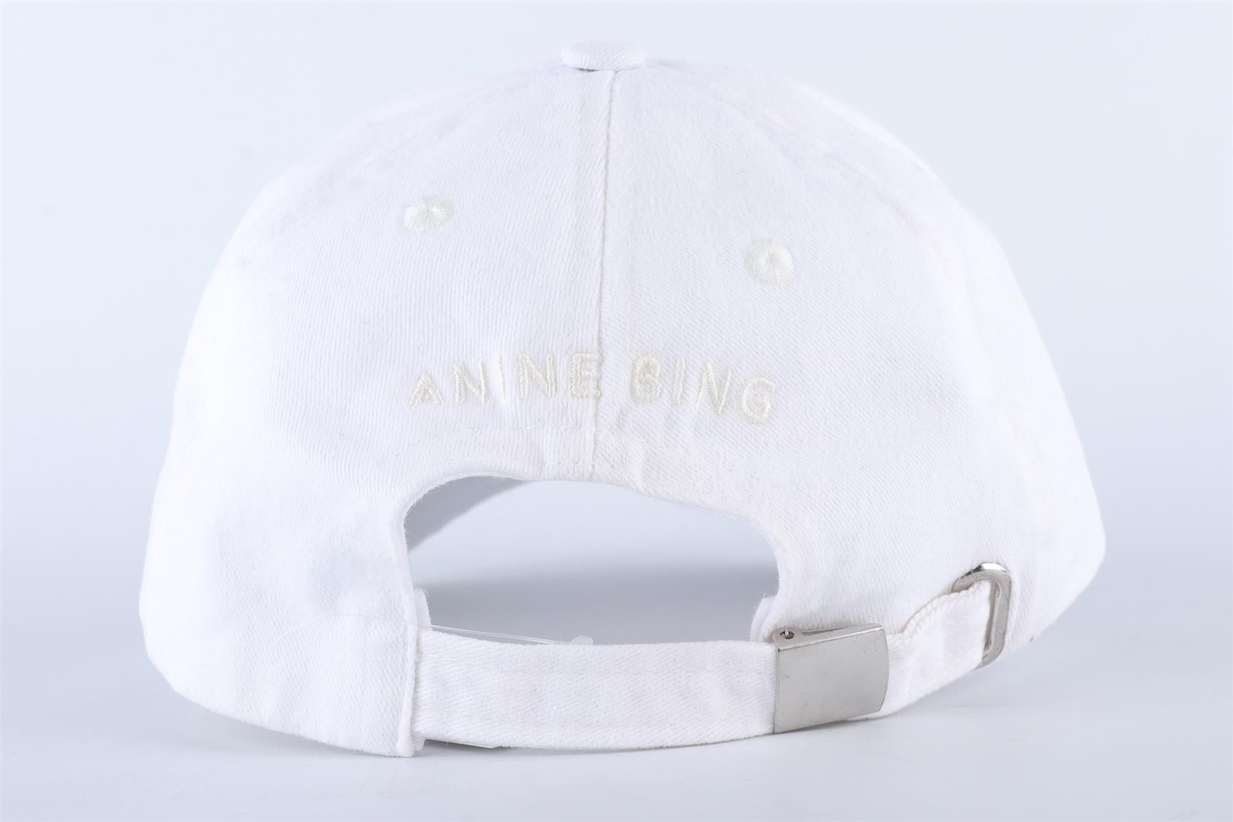 ANINE BING WHITE COTTON BASEBALL CAP ONE SIZE