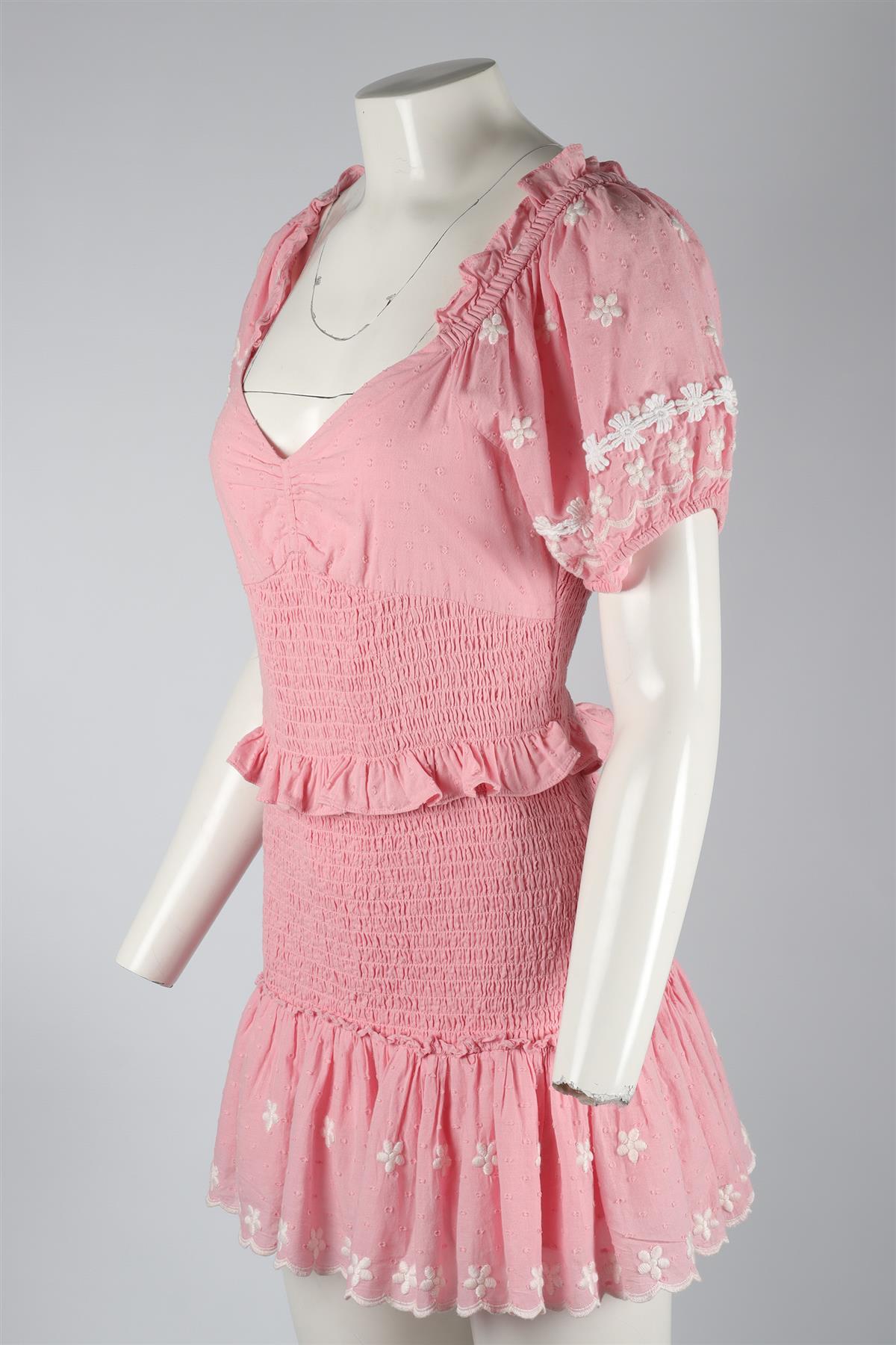 LOVESHACKFANCY PINK COTTON MINI DRESS MEDIUM