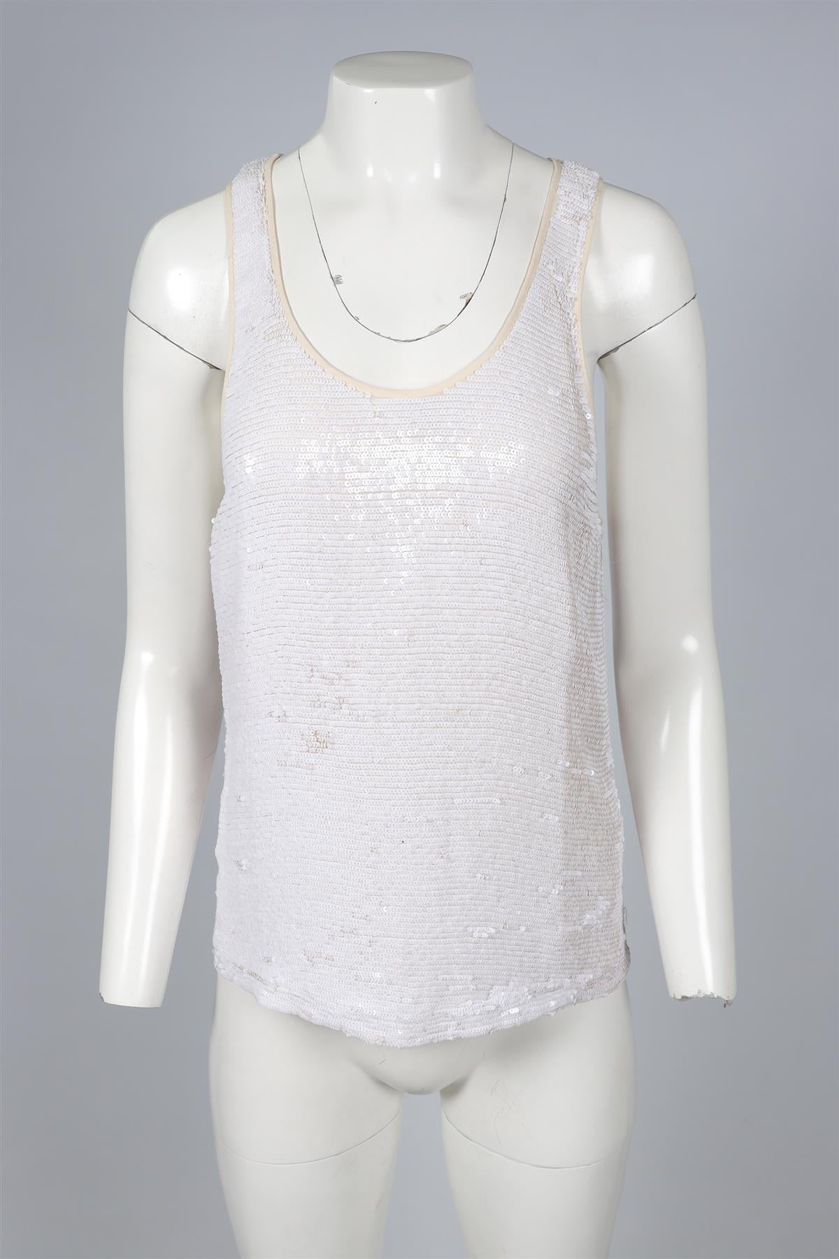 CHLOÉ WHITE SEQUIN TOP LARGE