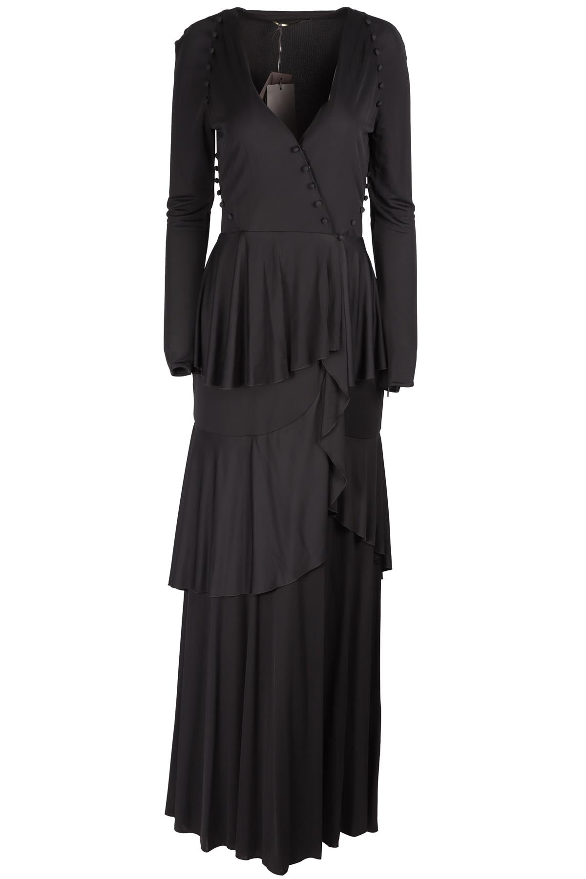 ROBERTO CAVALLI BLACK JERSEY MAXI DRESS IT 46 UK 14