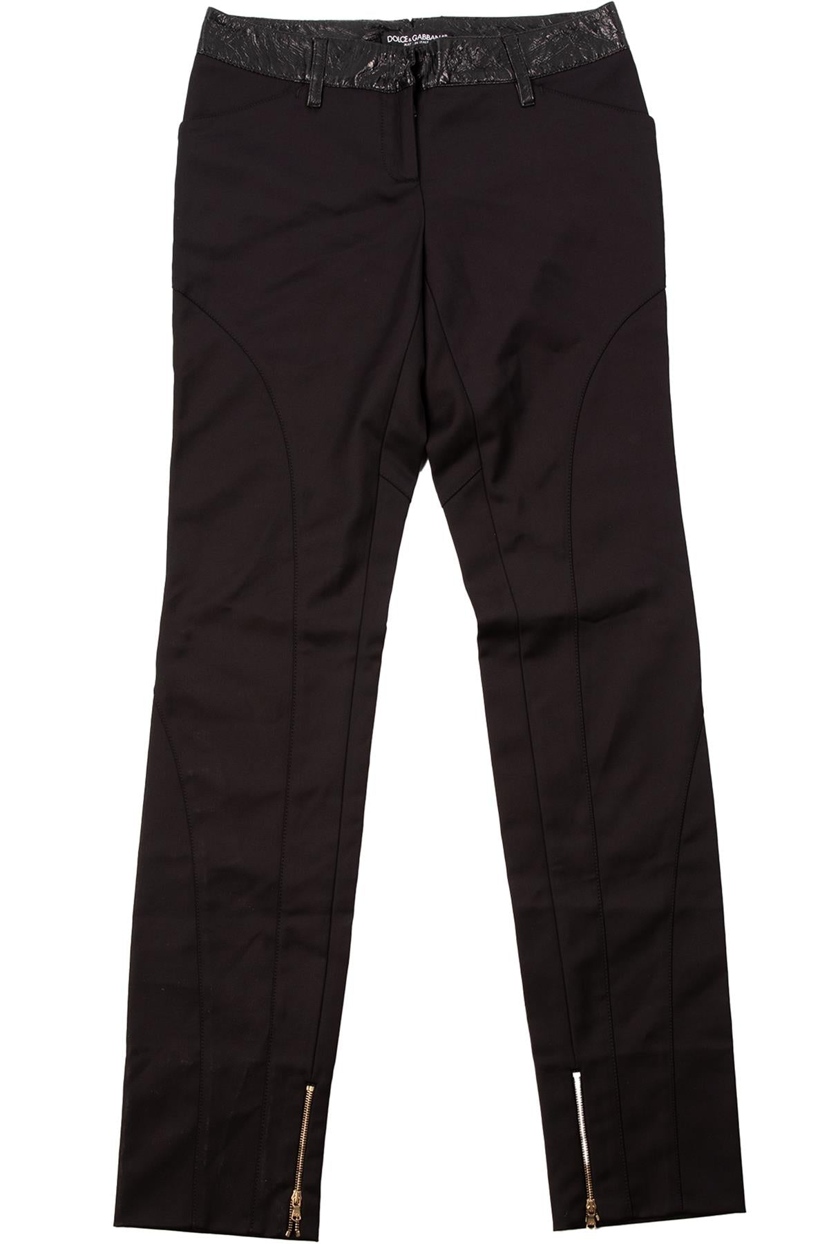 DOLCE & GABBANA BLACK COTTON STRAIGHT LEG PANTS IT 38 UK 6