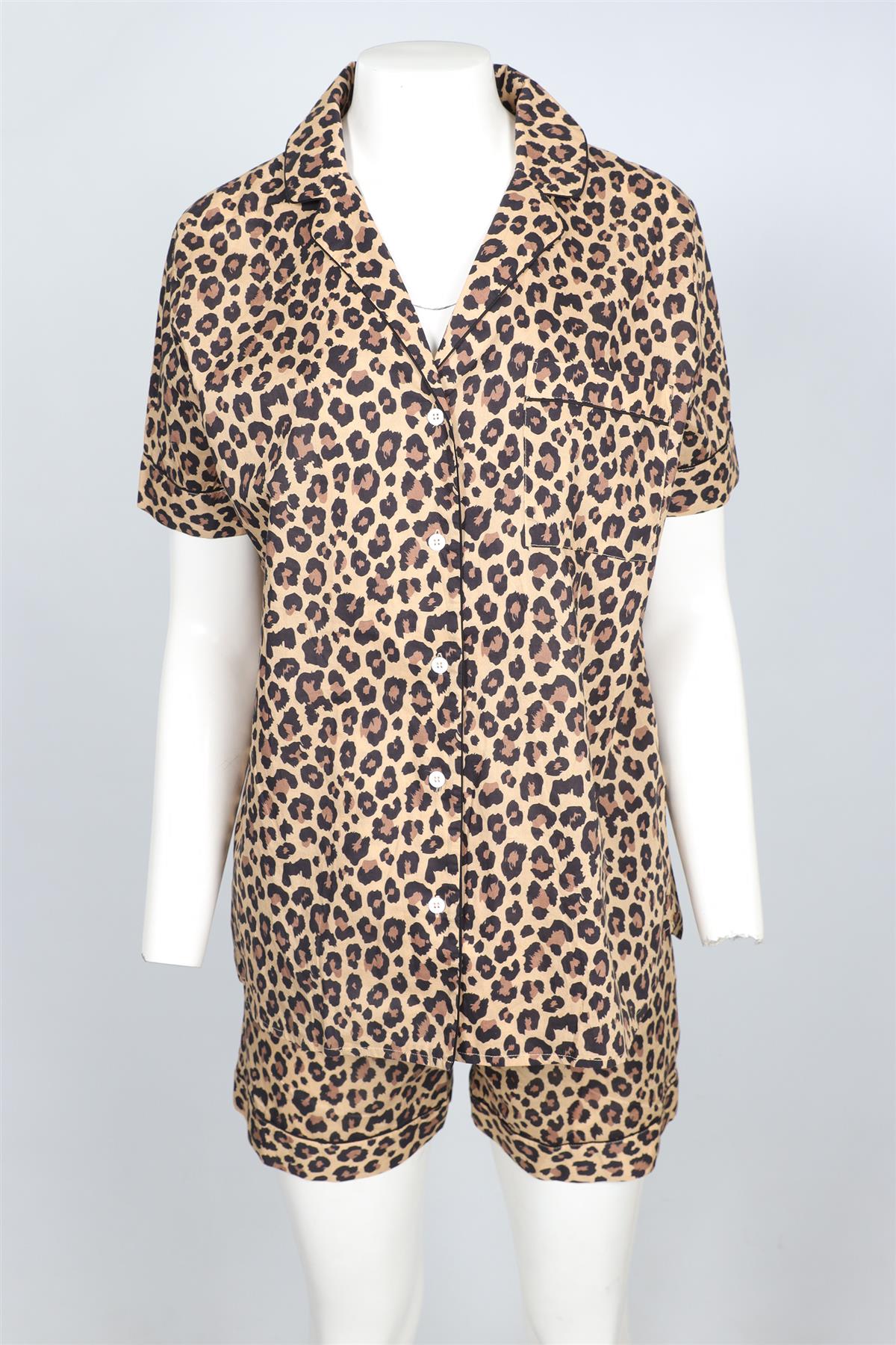 YOLKE LONDON BROWN COTTON PYJAMA SET SMALL - LARGE