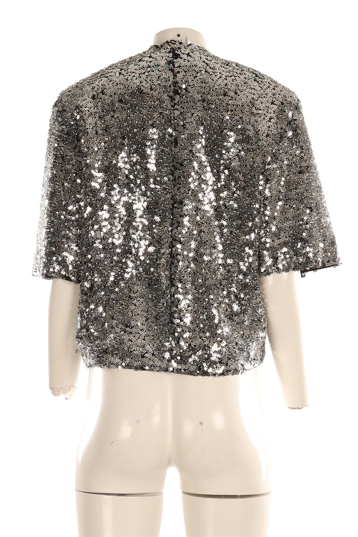 ISABEL MARANT SILVER SEQUIN TOP FR 36 UK 8