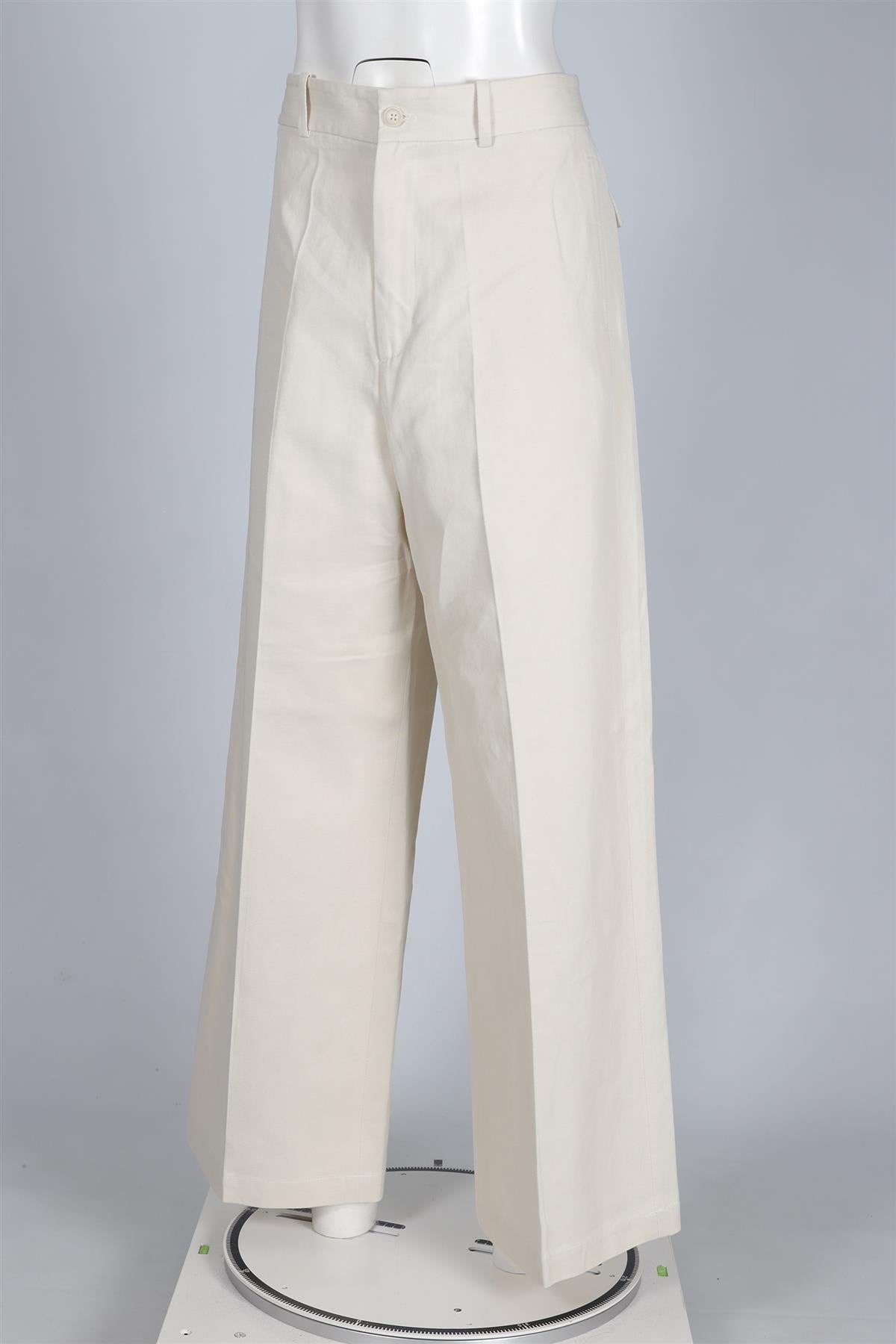 NILI LOTAN CREAM COTTON WIDE LEG PANTS US 8 UK 12