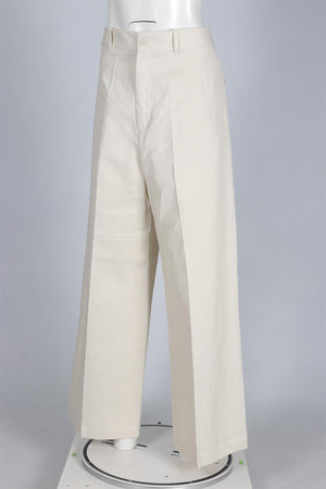 NILI LOTAN CREAM COTTON WIDE LEG PANTS US 8 UK 12