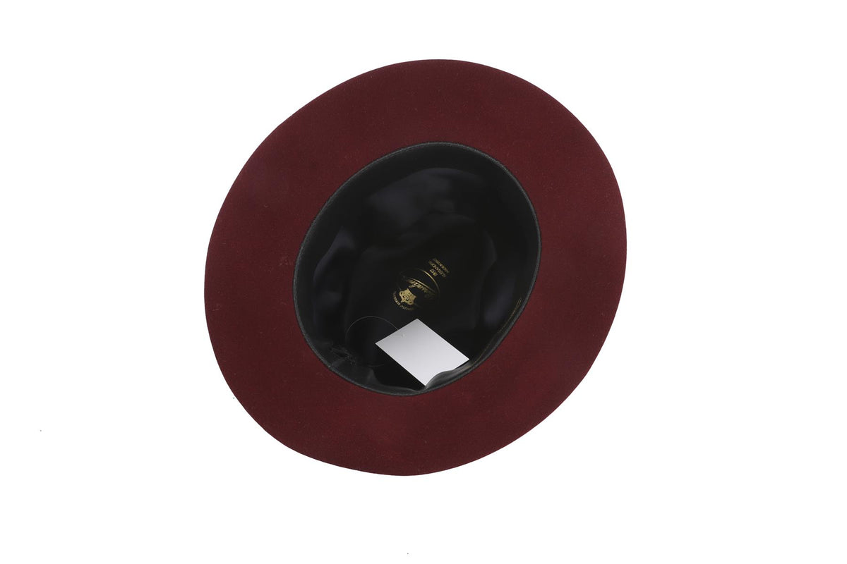 BORSALINO BURRGUNDY FELT FEDORA 58CM