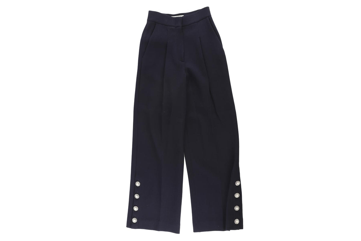 ALESSANDRA RICH NAVY WOOL STRAIGHT LEG PANTS IT 38 UK 6