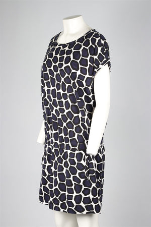 DIANE VON FURSTENBERG NAVY SILK BLEND MINI DRESS UK 12