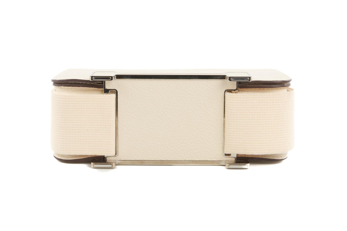 HERMÈS CREAM 2022 GETA CHEVRE LEATHER SHOULDER BAG IN NATA