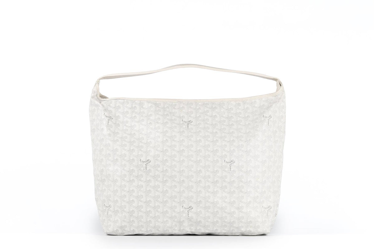 GOYARD WHITE BOHÈME HOBO COATED CANVAS SHOULDER BAG