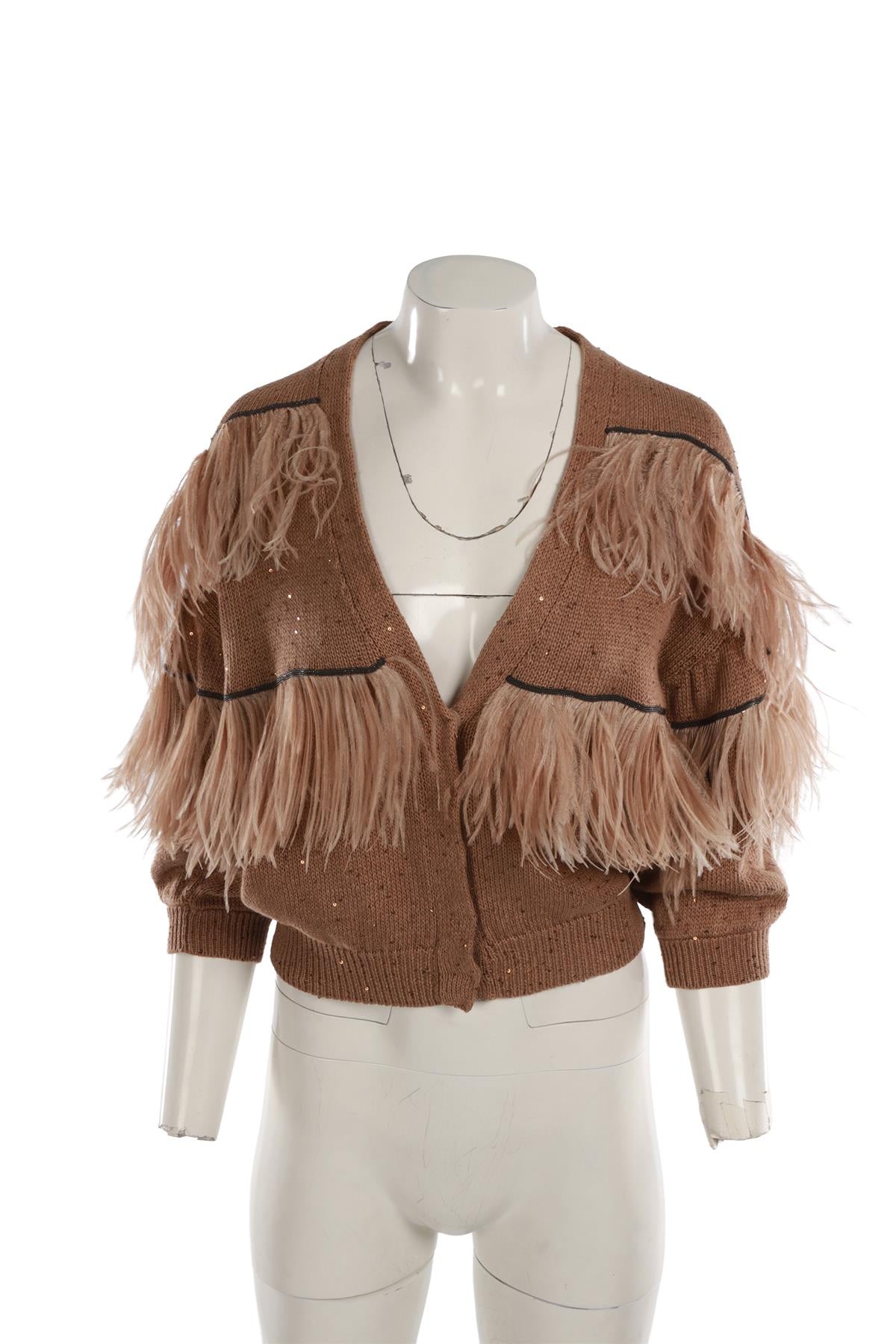 BRUNELLO CUCINELLI BROWN COTTON CARDIGAN XSMALL
