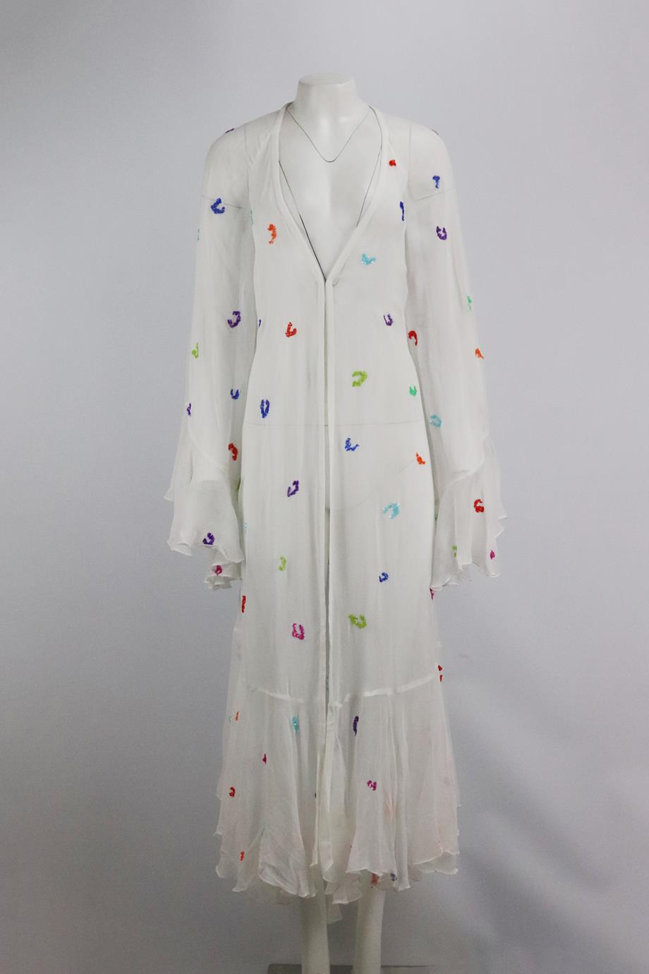 ROCOCO SAND SEQUINED CREPE ROBE SMALL