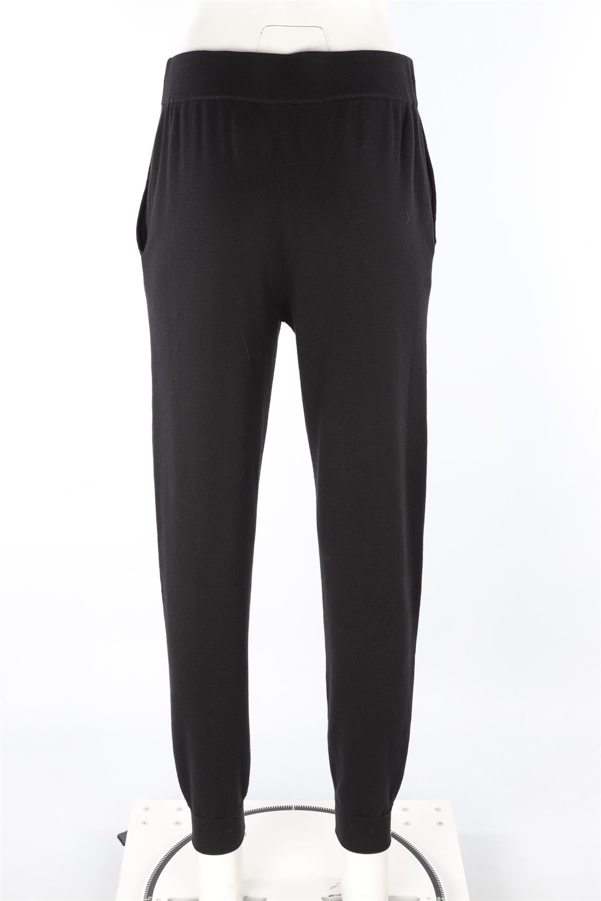 OLIVIA VON HALLE BLACK SILK TAPERED PANTS MEDIUM
