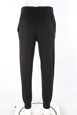 OLIVIA VON HALLE BLACK SILK TAPERED PANTS MEDIUM