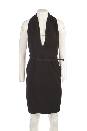GUCCI BLACK WOVEN MIDI DRESS IT 42 UK 10