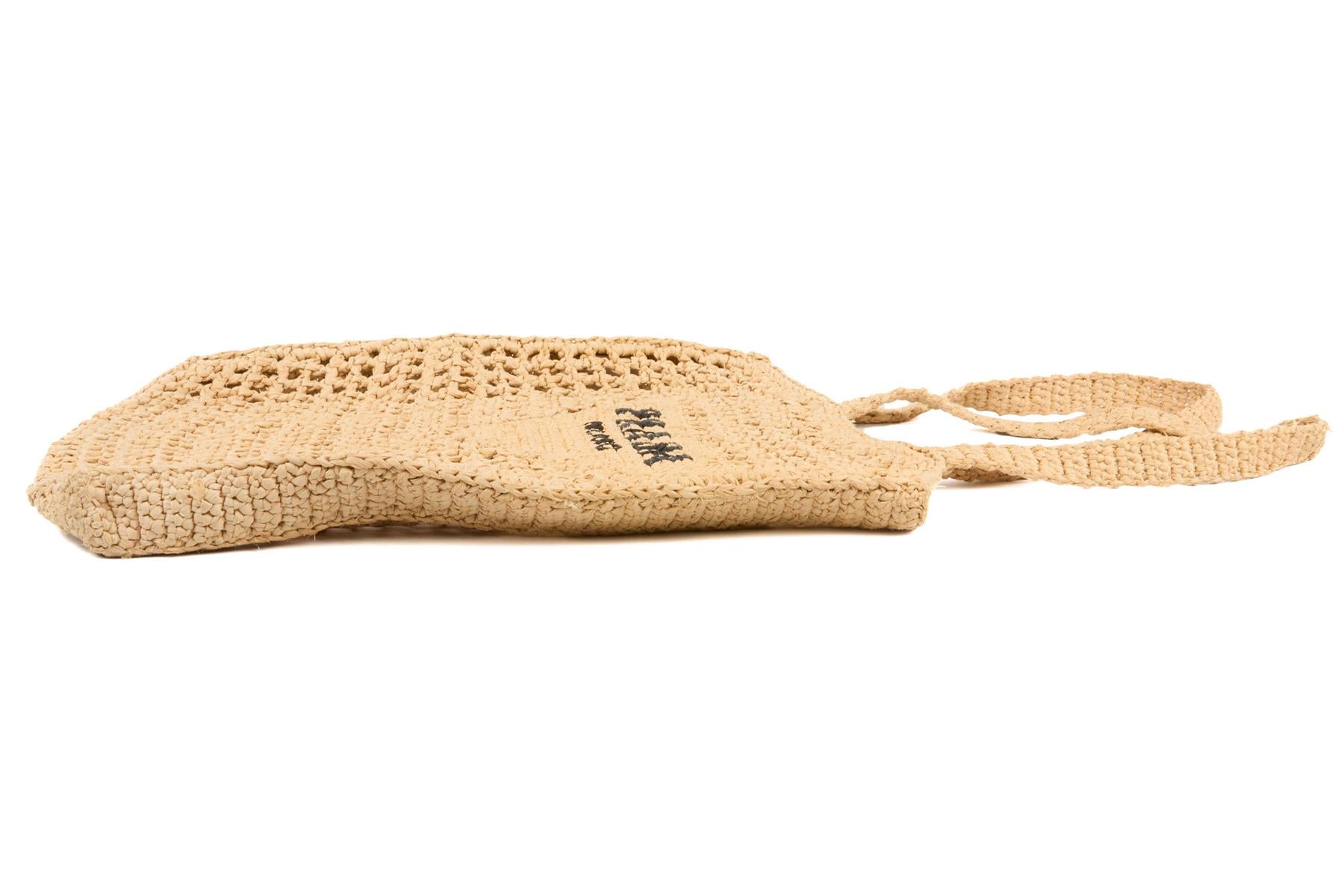 PRADA BEIGE RAFFIA SHOULDER BAG