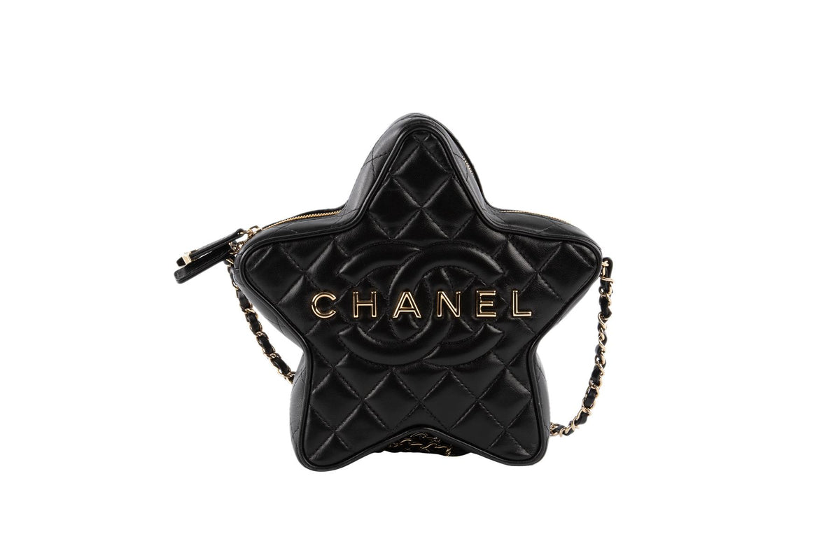 CHANEL BLACK 2024 STAR QUILTED LEATHER SHOULDER BAG