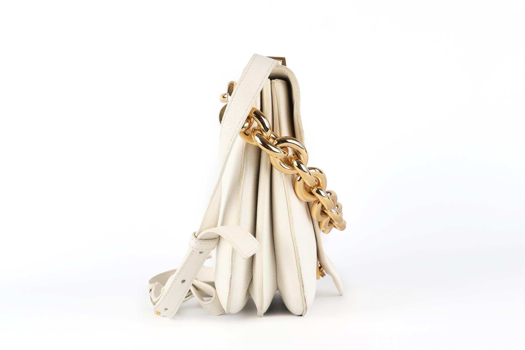 BOTTEGA VENETA WHITE MOUNT MEDIUM LEATHER SHOULDER BAG