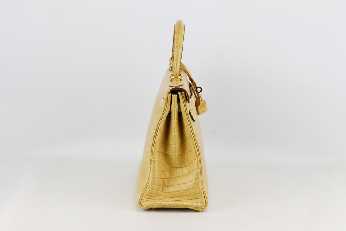 HERMÈS 2014 KELLY RETOURNE 28CM MATTE NILOTICUS CROCODILE LEATHER BAG