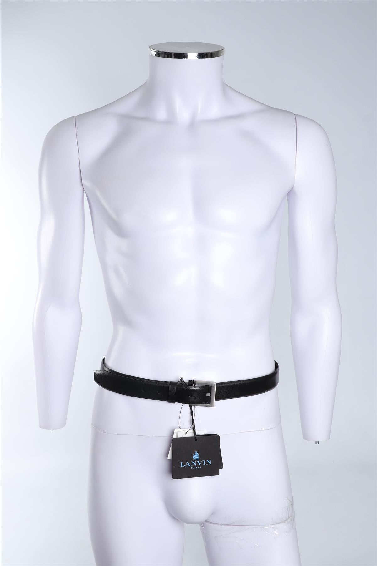 LANVIN BLACK MEN'S LEATHER BELT 105 CM