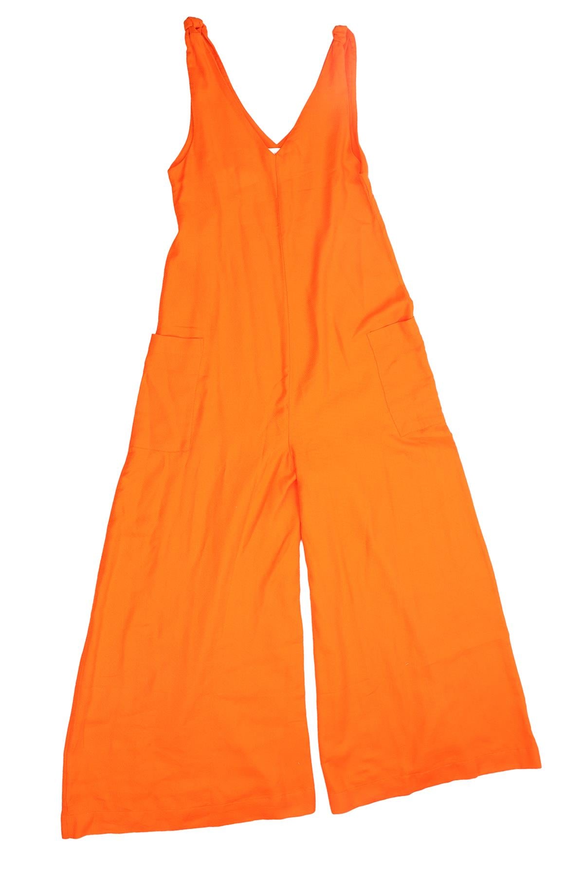 CASA RAKI BY W.ICONS ORANGE LINEN JUMPSUIT SMALL