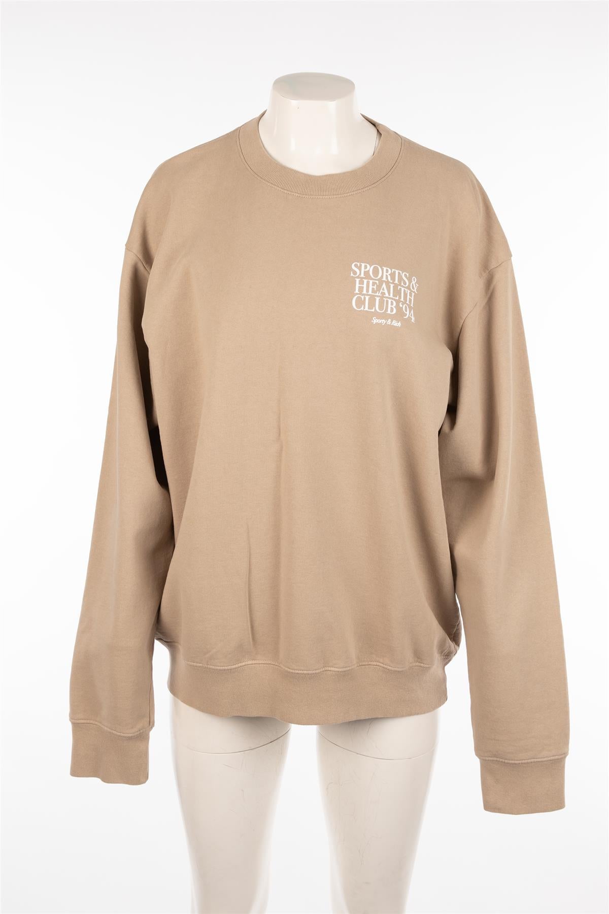 SPORTY & RICH BEIGE COTTON SWEATSHIRT MEDIUM