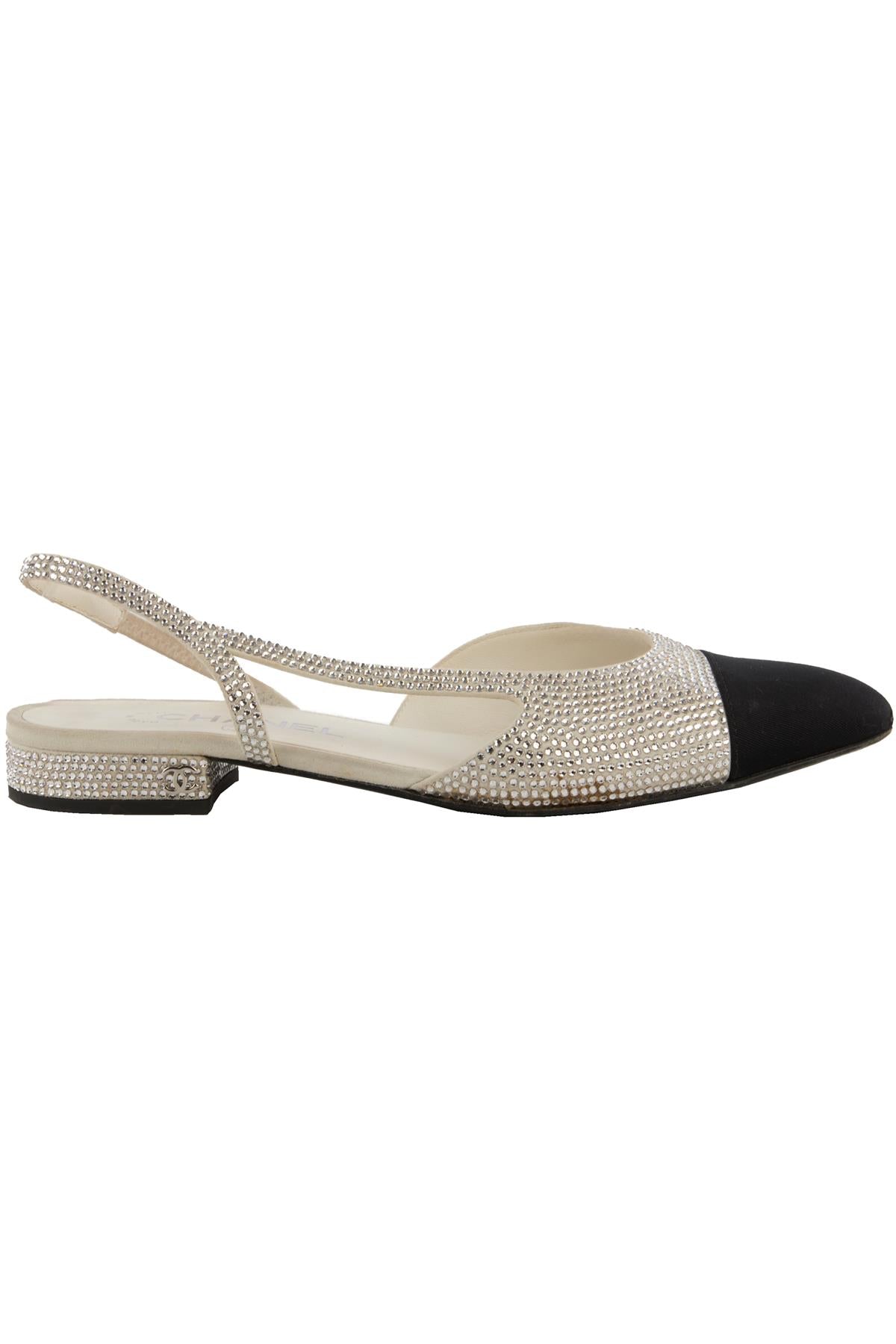 CHANEL ECRU 2025 CRYSTAL SLINGBACK PUMPS EU 39 UK 6 US 9