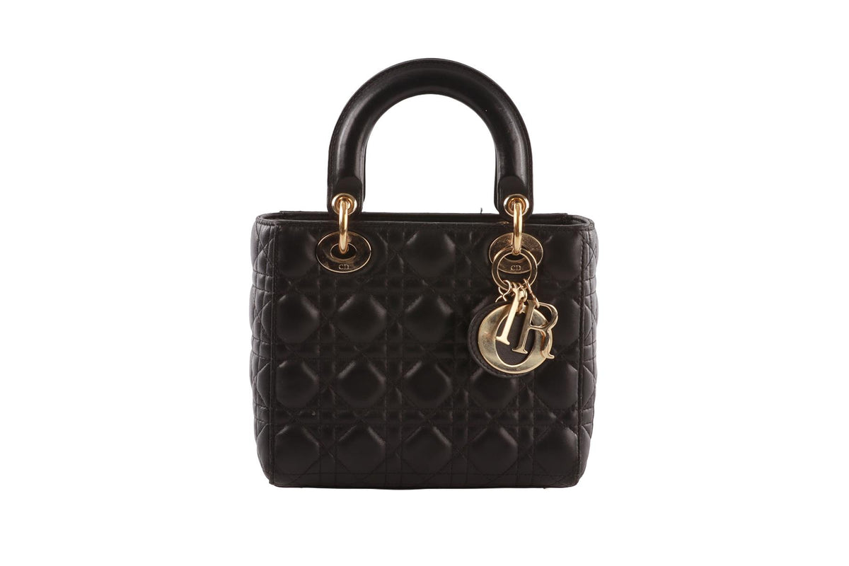 BLACK LADY DIOR MY ABCDIOR SMALL CANNAGE LEATHER TOTE BAG
