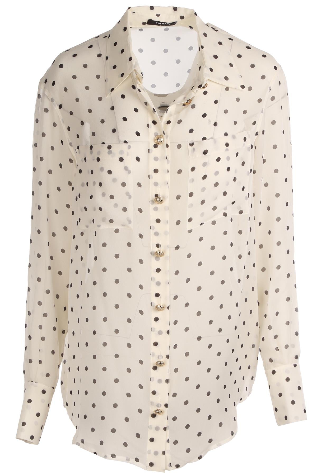 BALMAIN WHITE SILK SHIRT SMALL