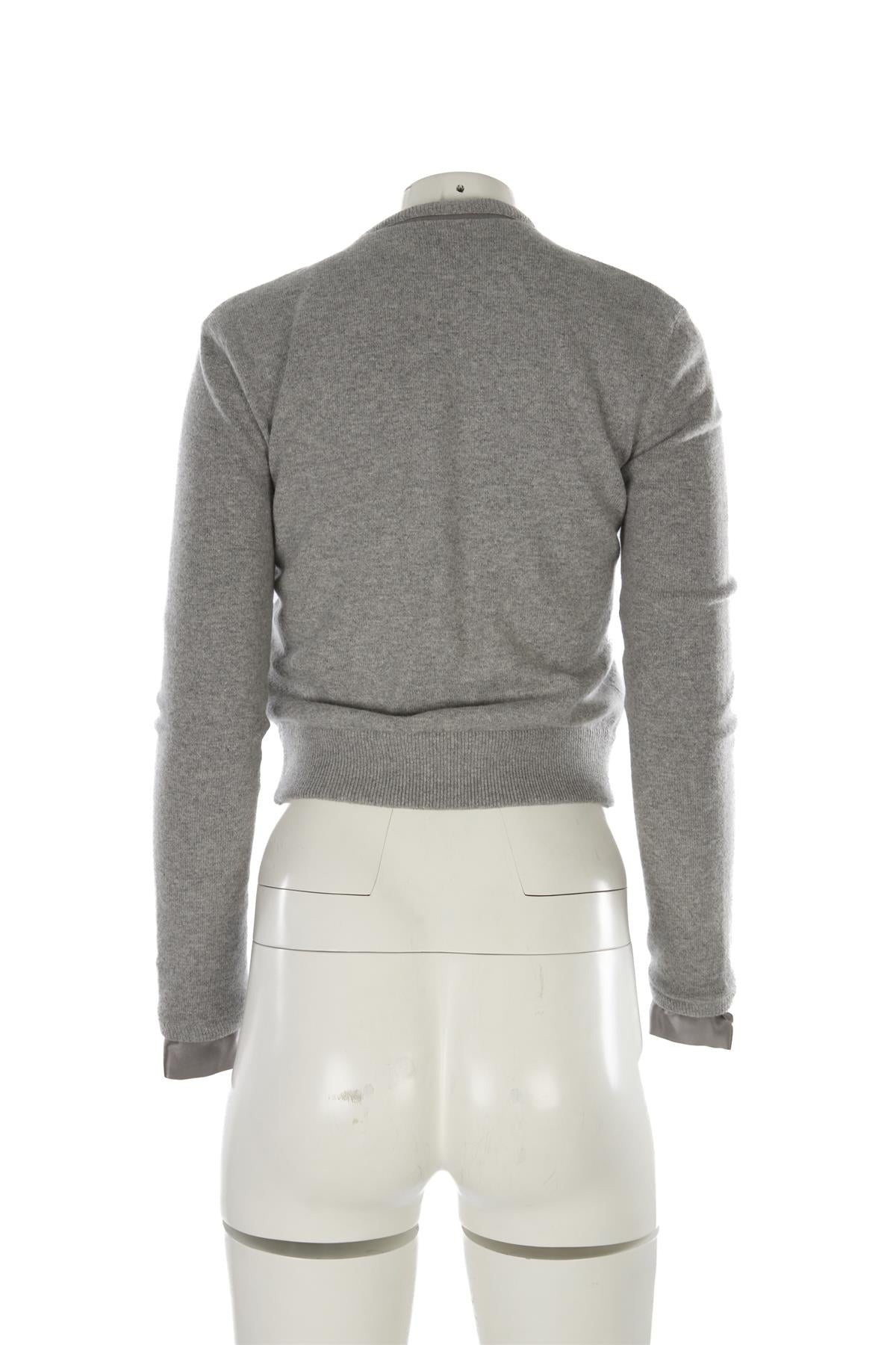 SAINT LAURENT GREY WOOL CARDIGAN XSMALL