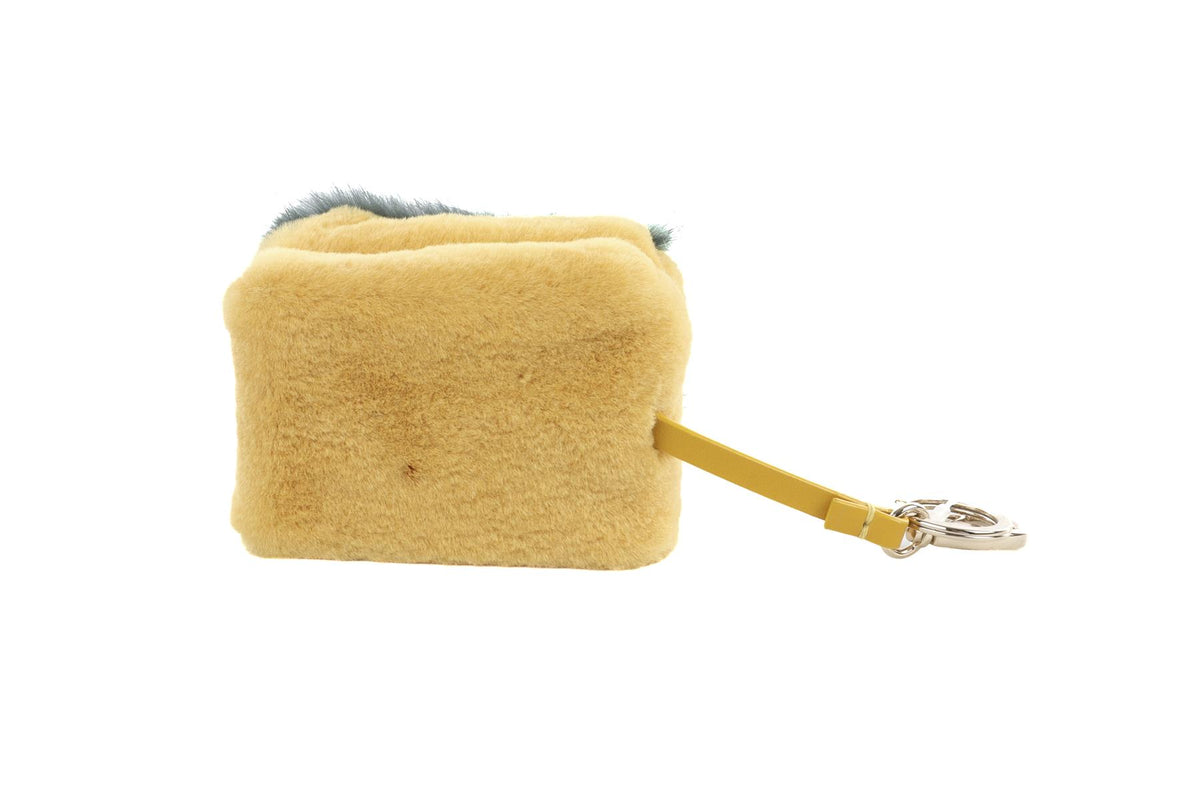ANYA HINDMARCH YELLOW SCOURER SPONGE FUR KEY CHAIN