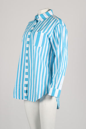SOLID AND STRIPED STRIPED COTTON SHIRT SMALL