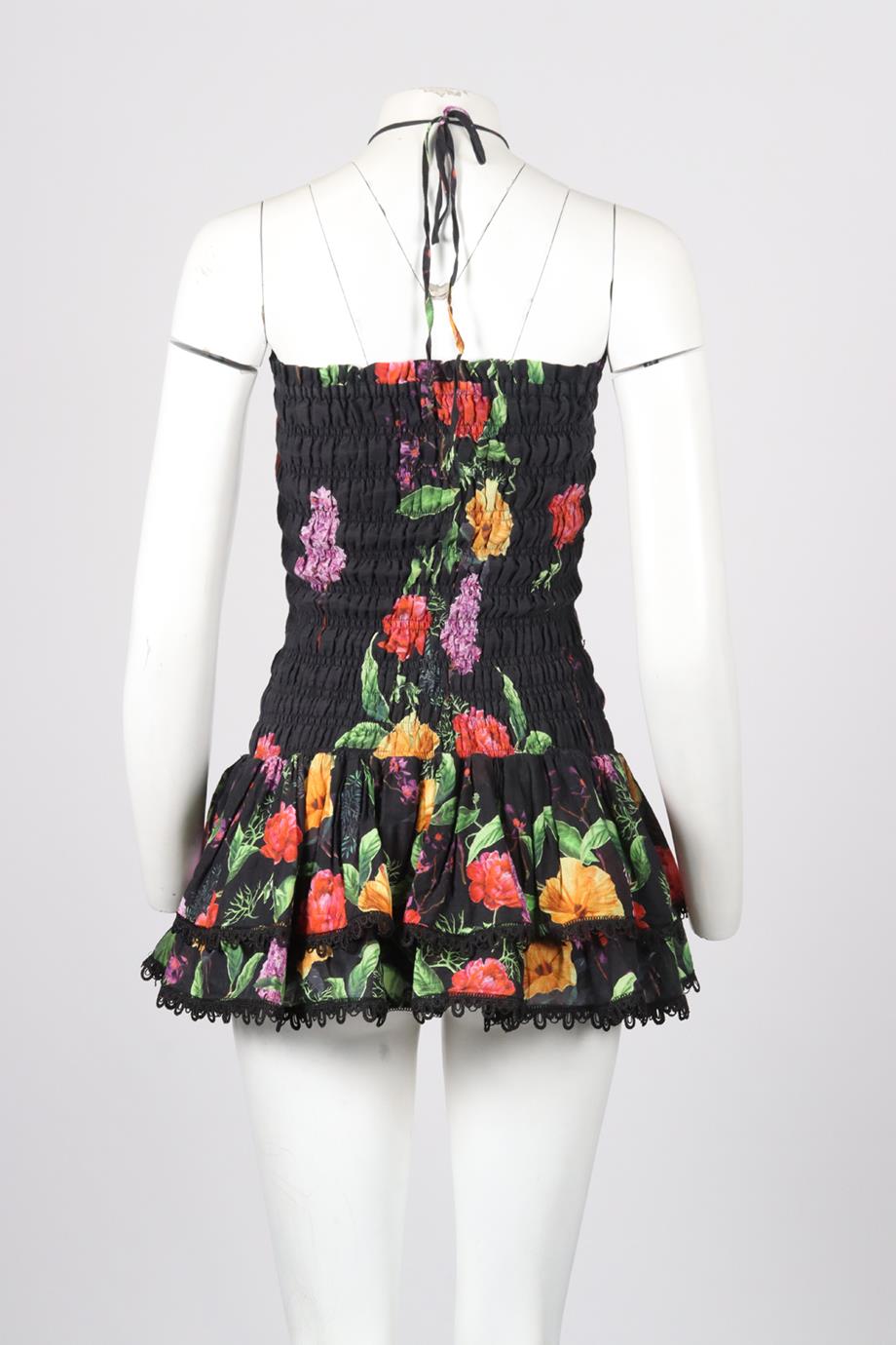 CHARO RUIZ FLORAL PRINT COTTON BLEND MINI DRESS MEDIUM