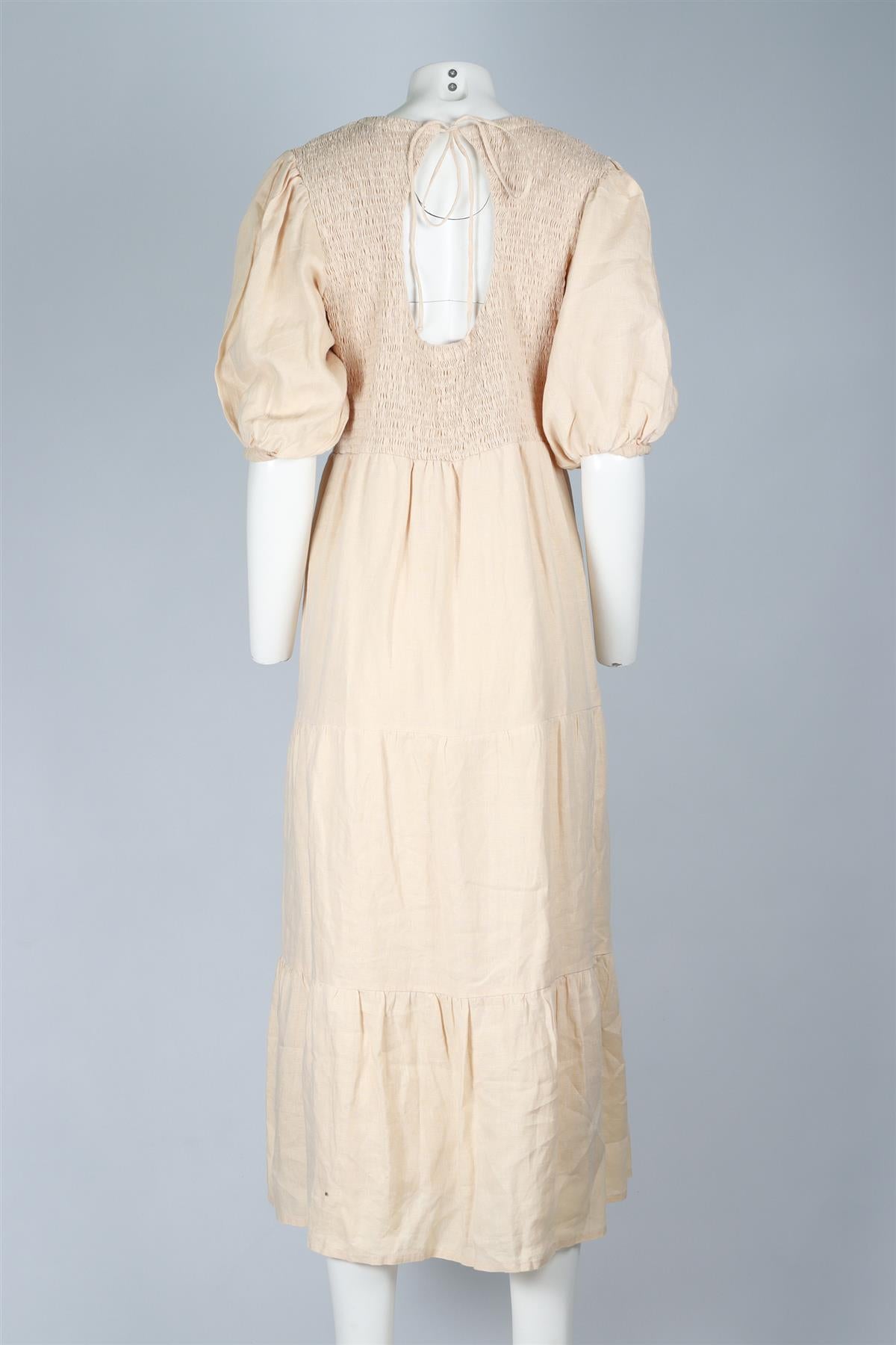 FAITHFULL THE BRAND BEIGE LINEN MAXI DRESS UK 16