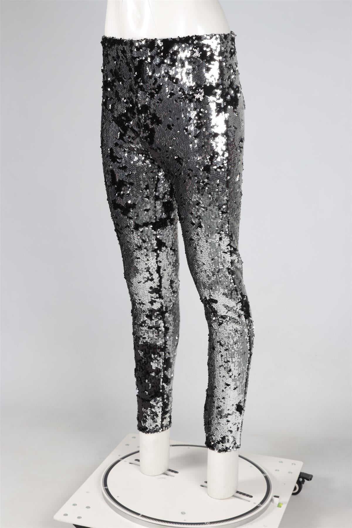 ISABEL MARANT SILVER SEQUIN SKINNY PANTS FR 40 UK 12
