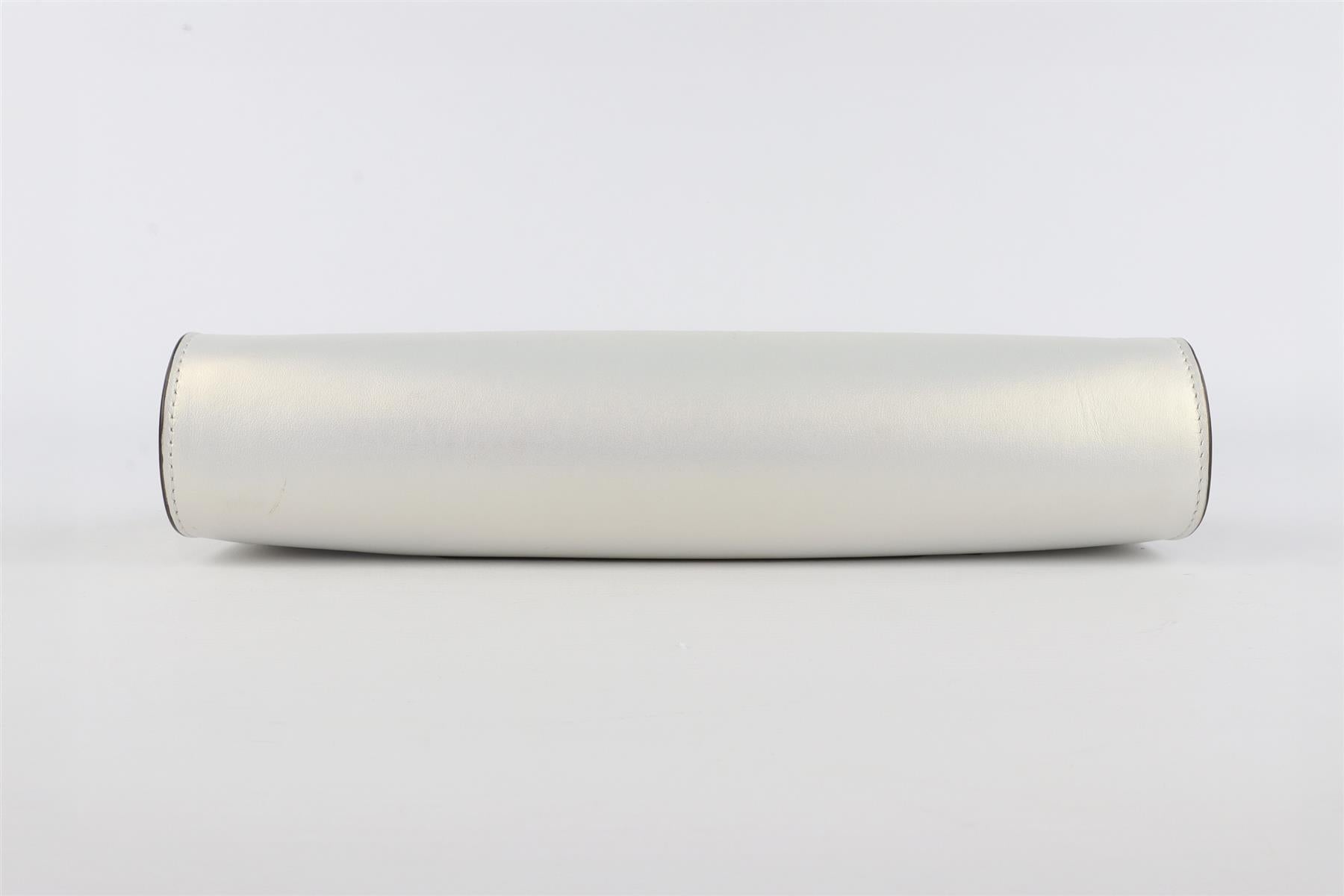 CHRISTIAN LOUBOUTIN WHITE PALMETTE MEDIUM LEATHER CLUTCH