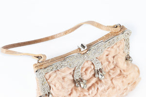 VALENTINO GARAVANI PINK VINTAGE CROCODILE AND PERSIAN LAMB TOTE BAG