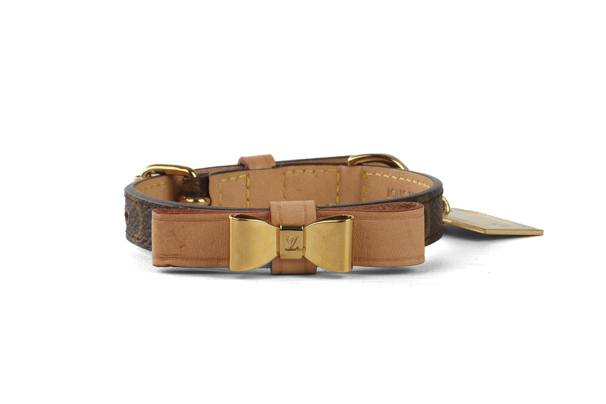 LOUIS VUITTON BROWN BAXTER MONOGRAM DOG COLLAR XSMALL