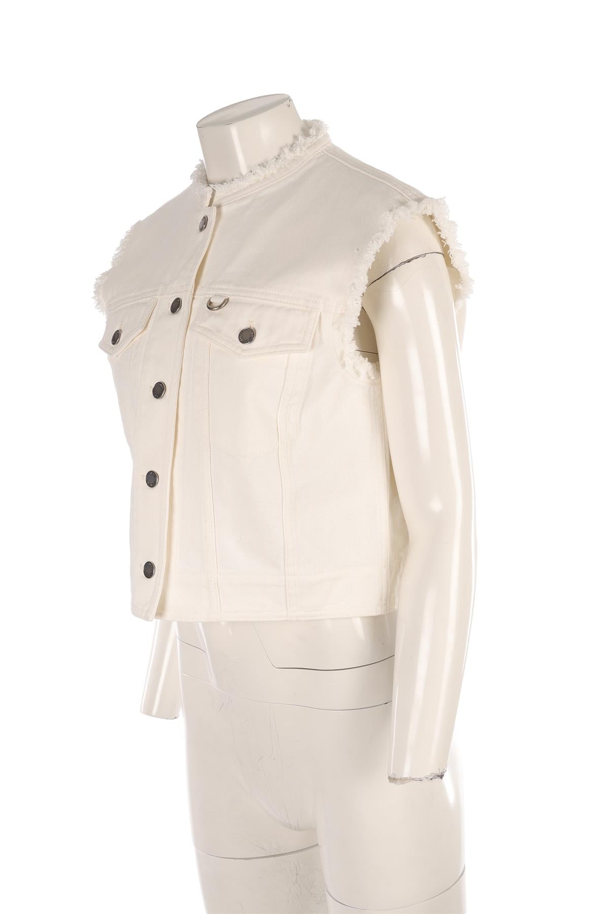LOUIS VUITTON WHITE DENIM GILET FR 40 UK 12