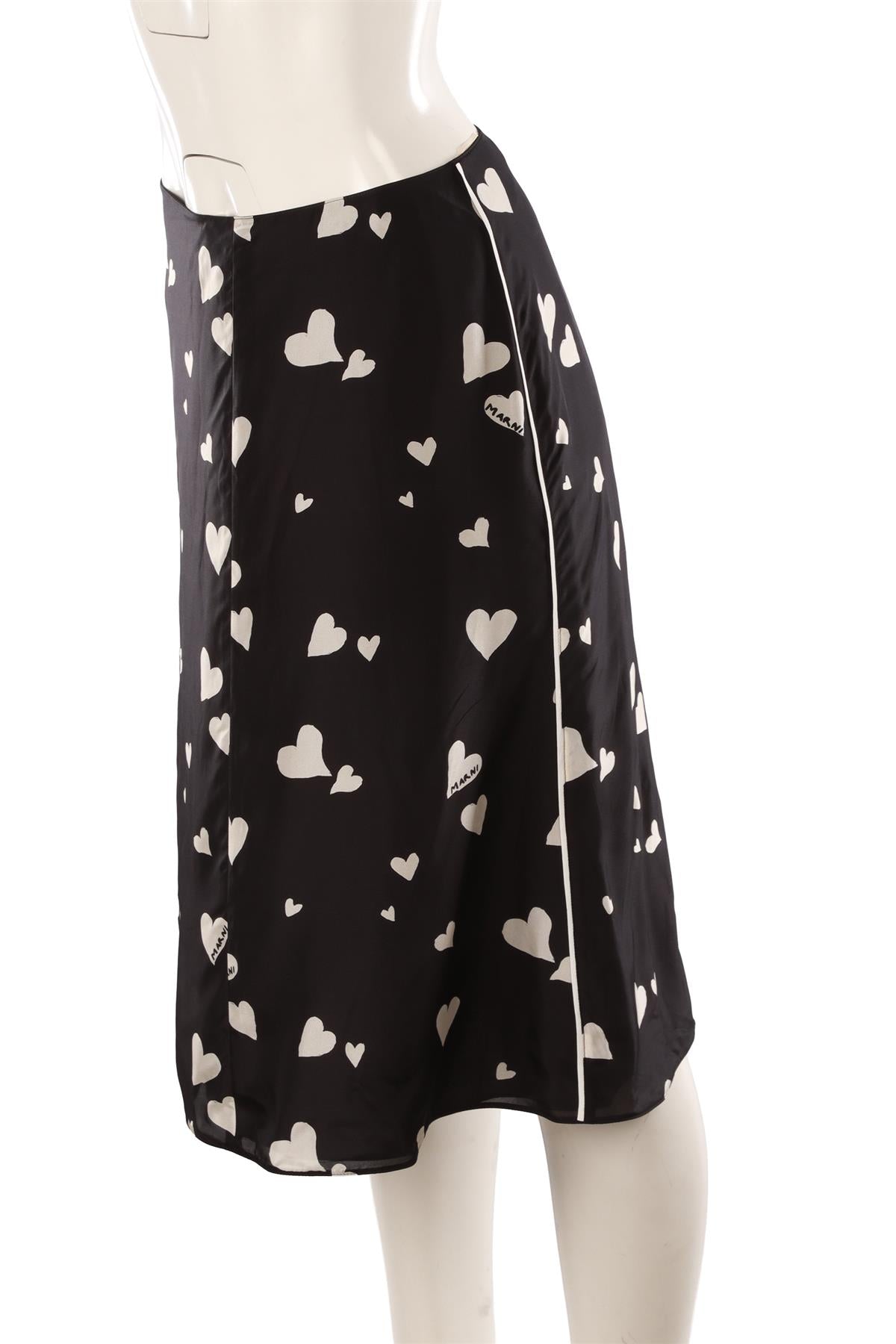 MARNI BLACK SILK MIDI SKIRT IT 40 UK 8
