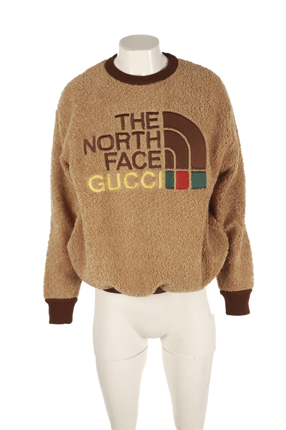 GUCCI + THE NORTH FACE BROWN FLEECE SWEATSHIRT XSMALL