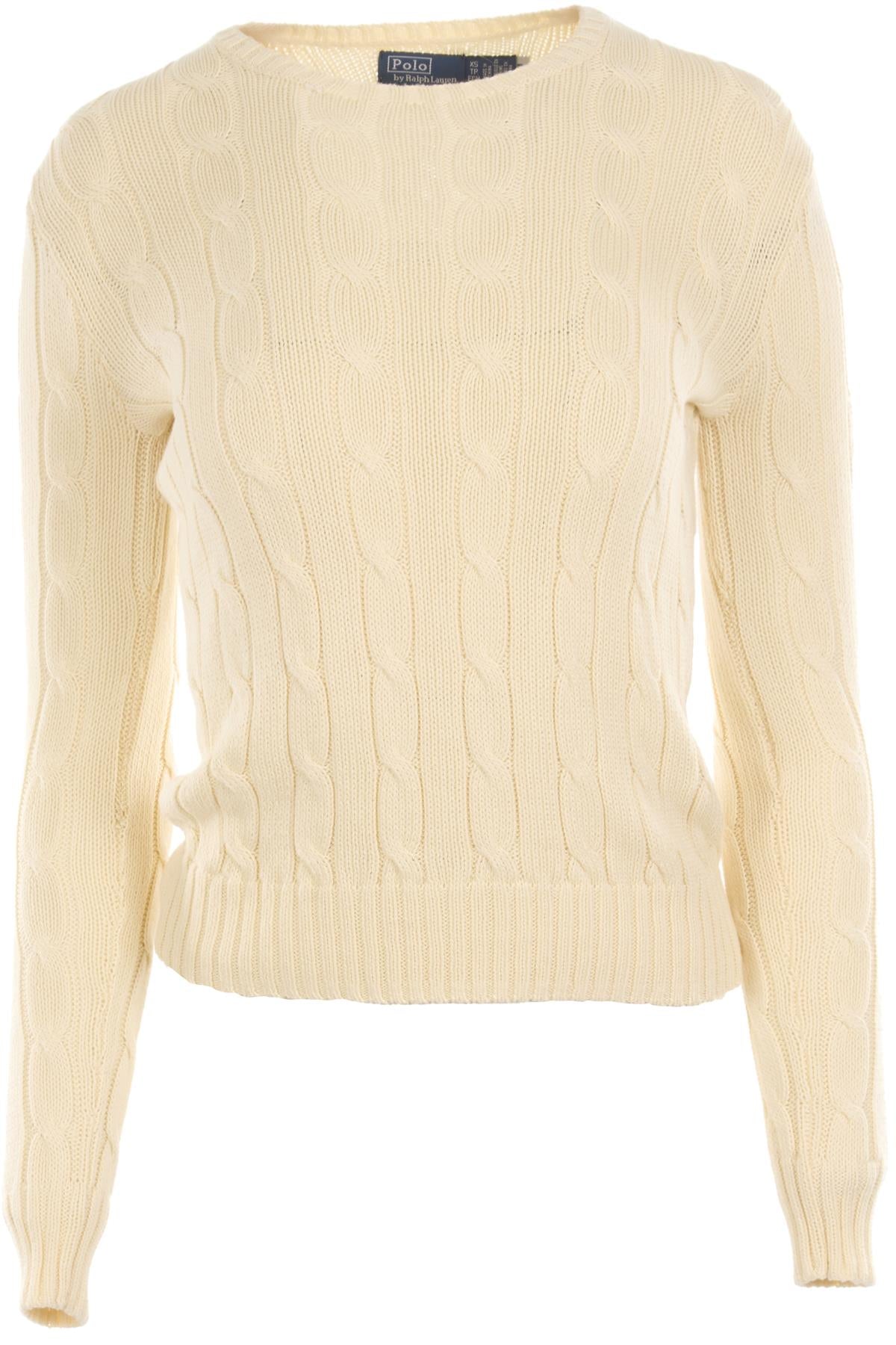 POLO RALPH LAUREN CREAM COTTON SWEATER XSMALL