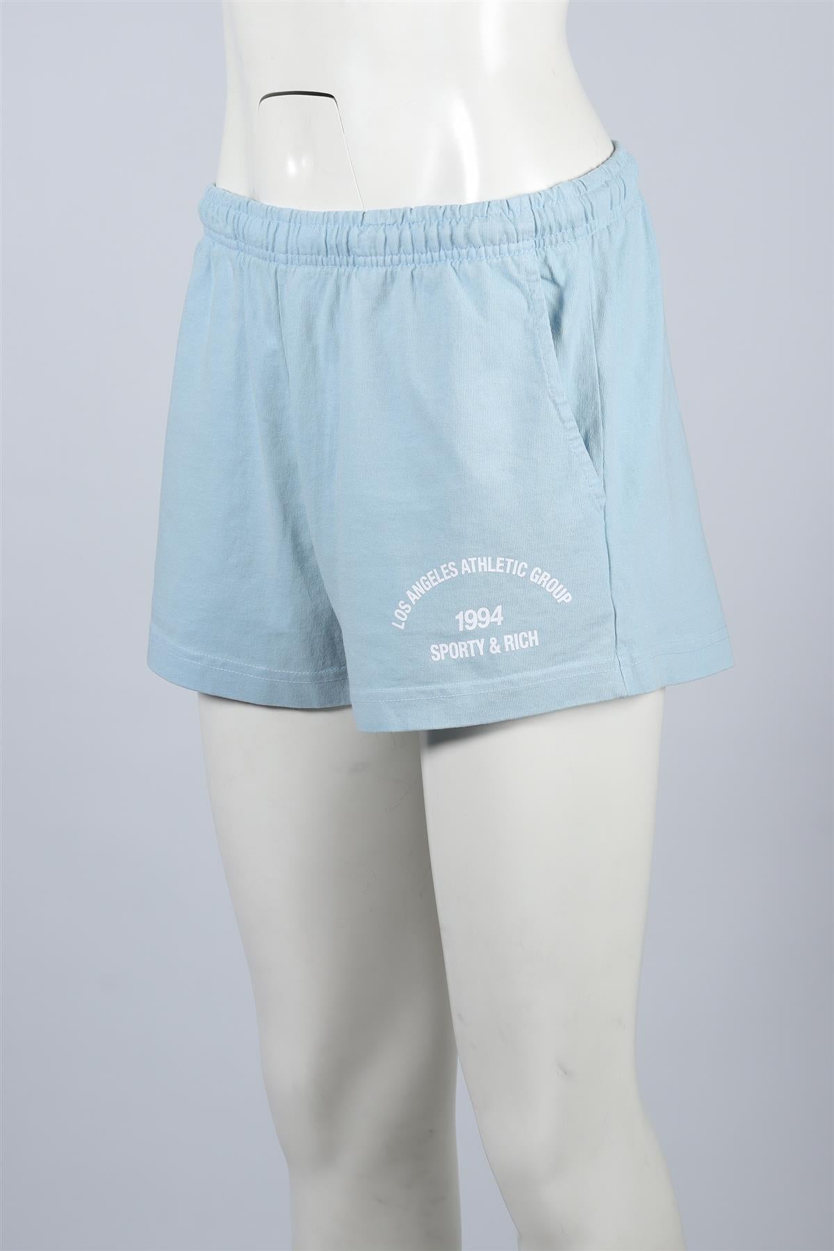 SPORTY & RICH BLUE COTTON SHORTS XSMALL